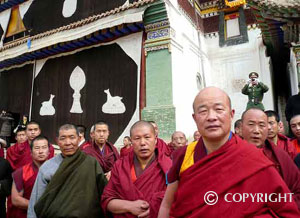 Monks at Wutunxia Monastery, Qinghai